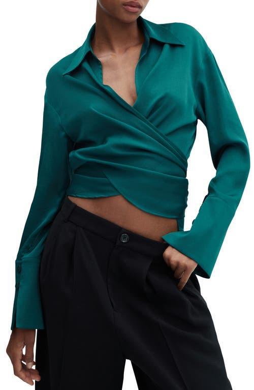 MANGO Long Sleeve Wrap Top Product Image