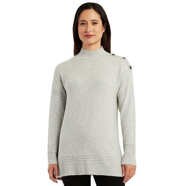 Womens AB Studio Mockneck Drop Shoulder Sweater Grey Gray Product Image