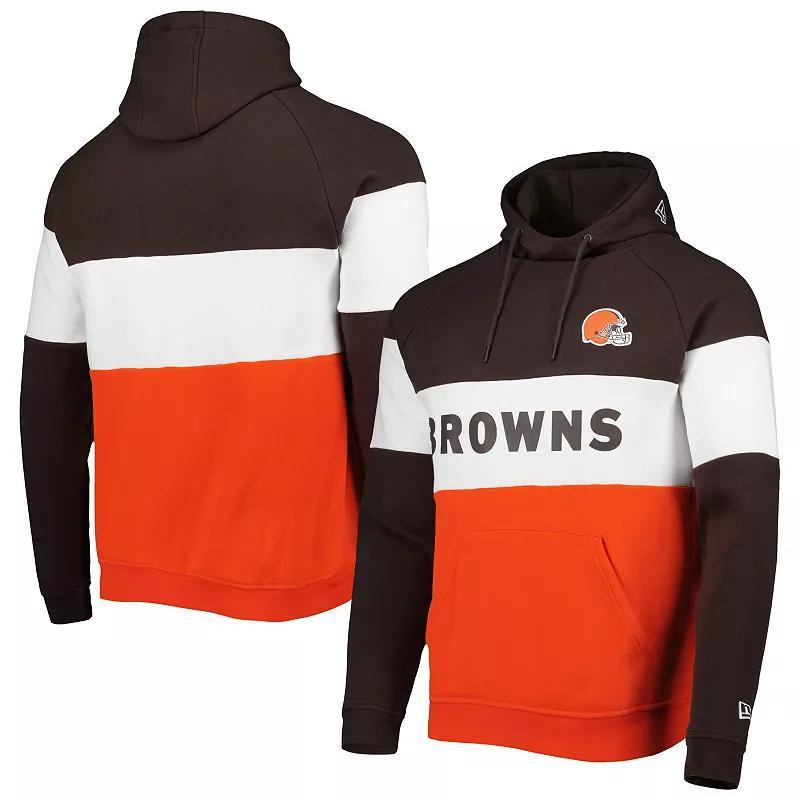 Mens New Era Cleveland Browns Colorblock Current Pullover Hoodie Product Image