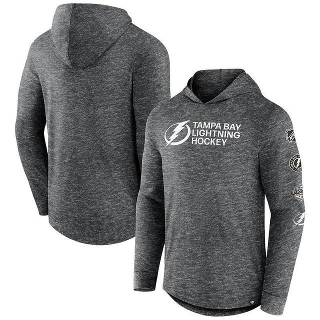 Mens Fanatics Branded Heather Charcoal Tampa Bay Lightning Stacked Long Sleeve Hoodie T-Shirt Product Image