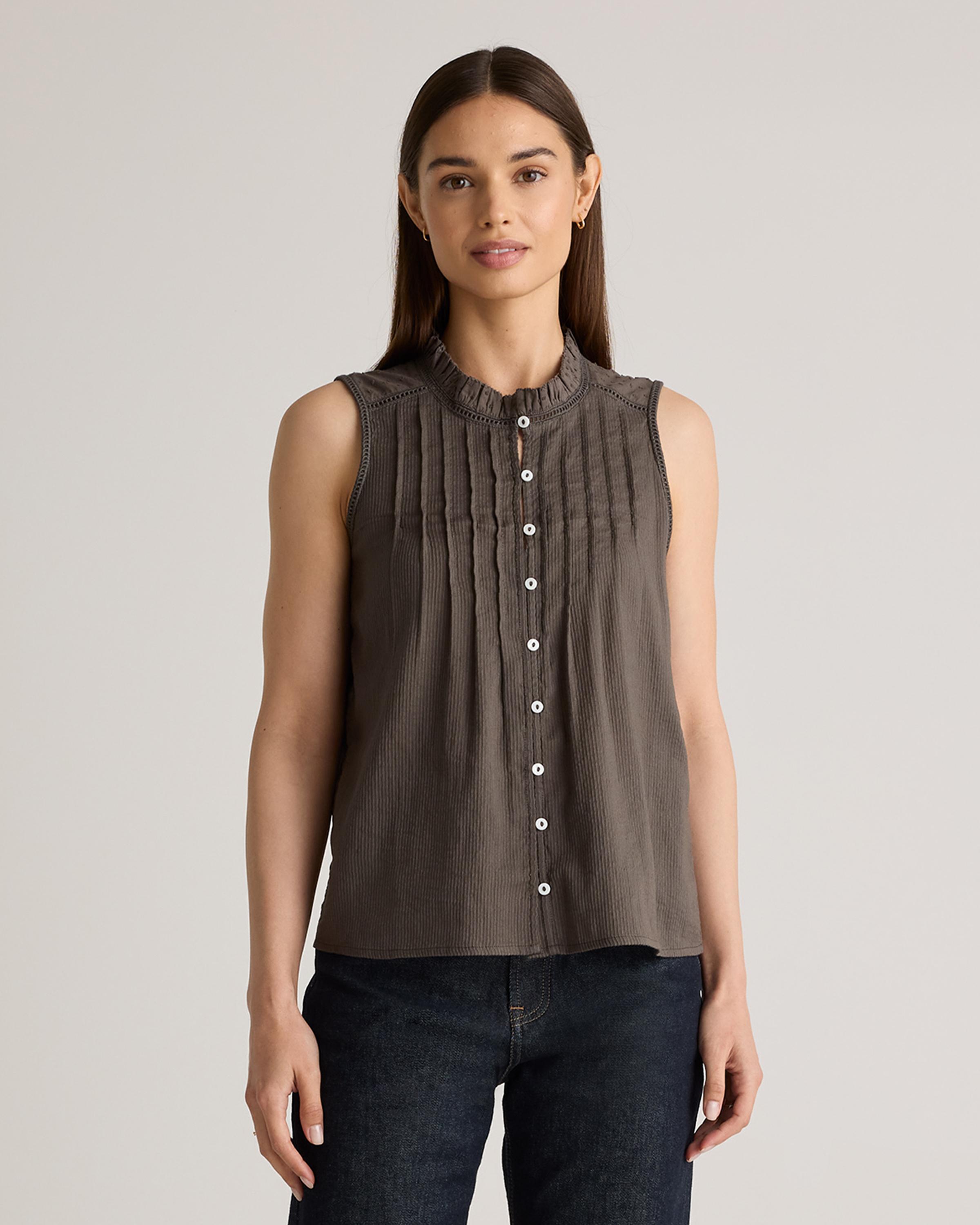 Organic Textured Cotton Sleeveless Blouse Product Image