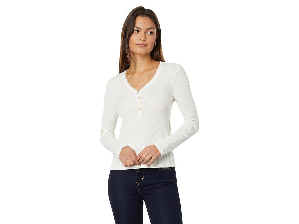 Faherty Legend Rib Henley (Egret) Women's Clothing product image