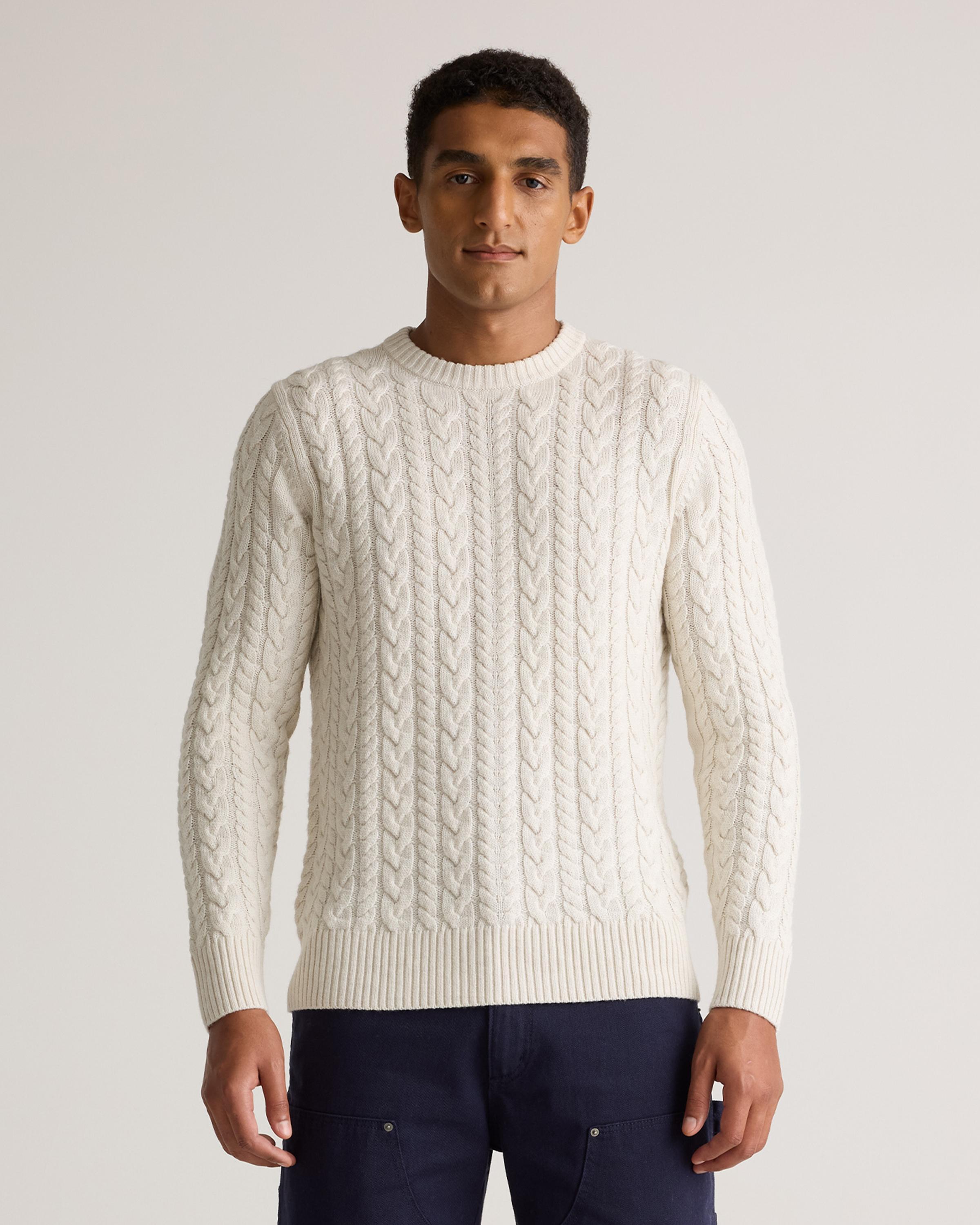 Australian Merino Wool Cable Crewneck Sweater Product Image