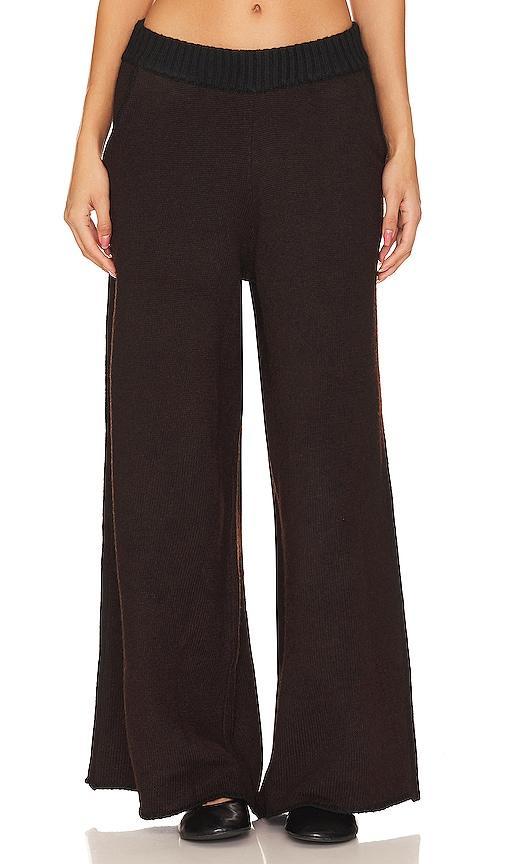 WeWoreWhat Piped Wide Leg Pull On Knit Pant in Grey. Product Image