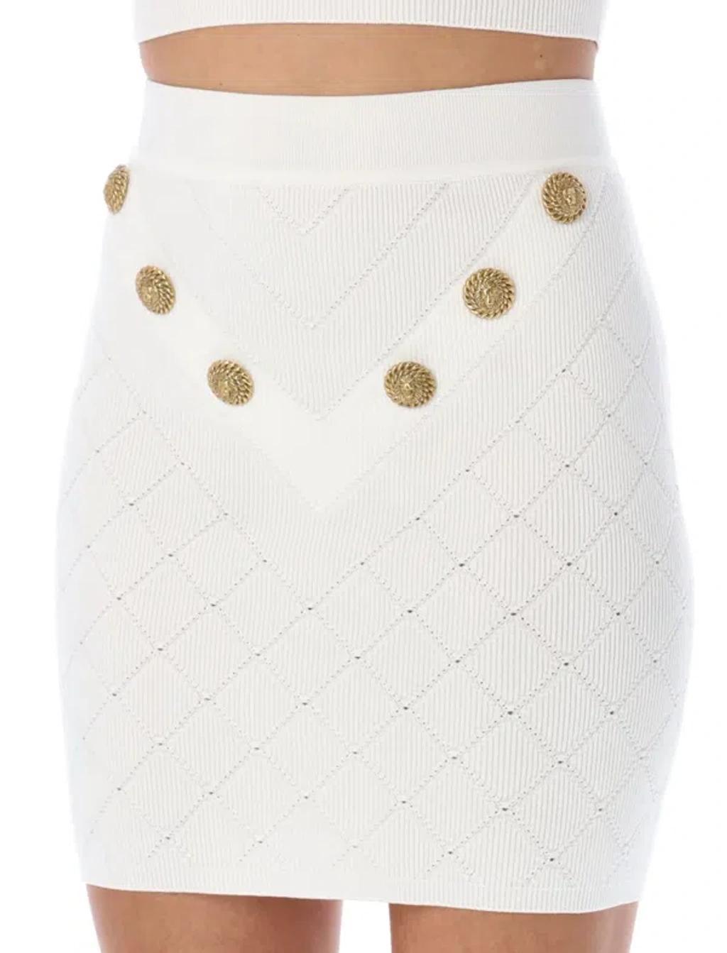 BALMAIN 6-button Knit Skirt In White Product Image