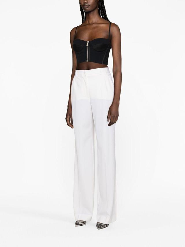 High-waisted Straight-leg Trousers In White Product Image