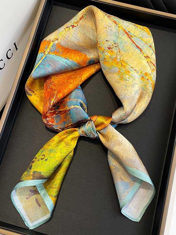 Vintage Floral Printed Silk Scarf Product Image