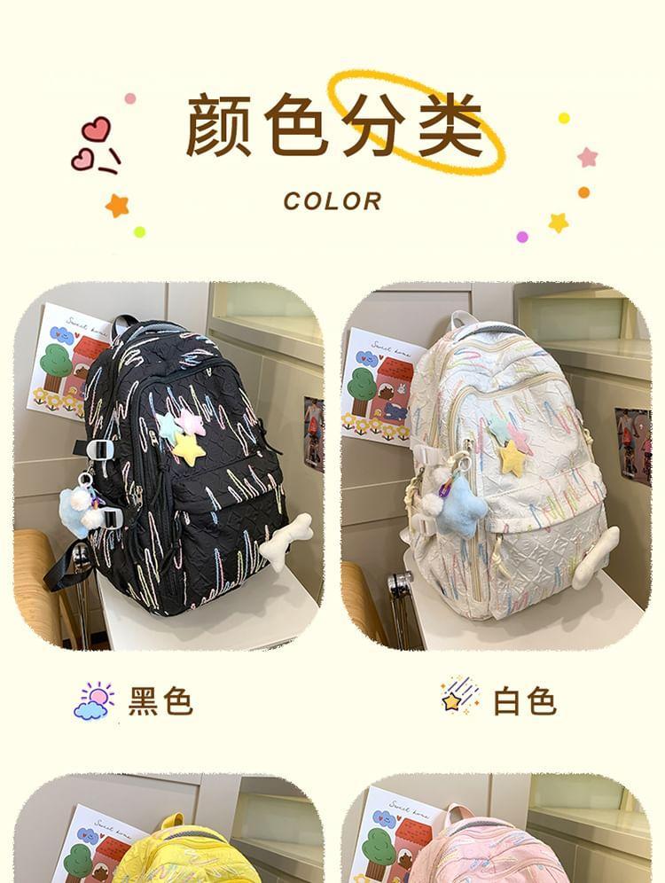 Star Applique Embroidered Nylon Backpack / Bag Charm / Set Product Image