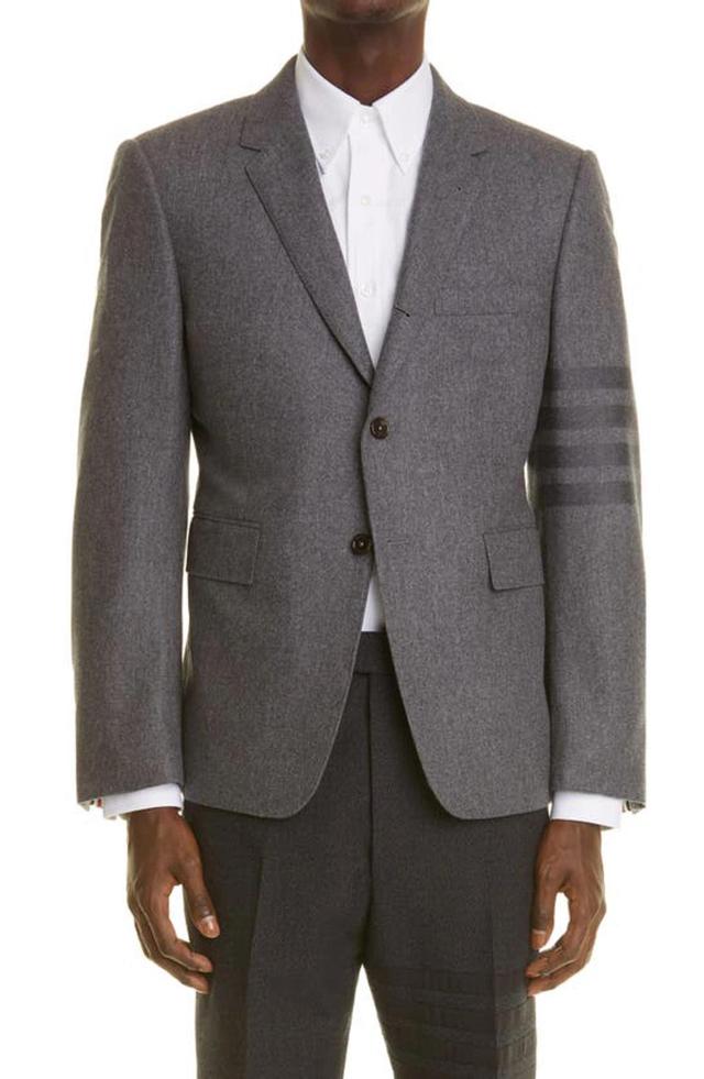 Flannel Classic Tonal 4-bar Sport Blazer In Grey Product Image