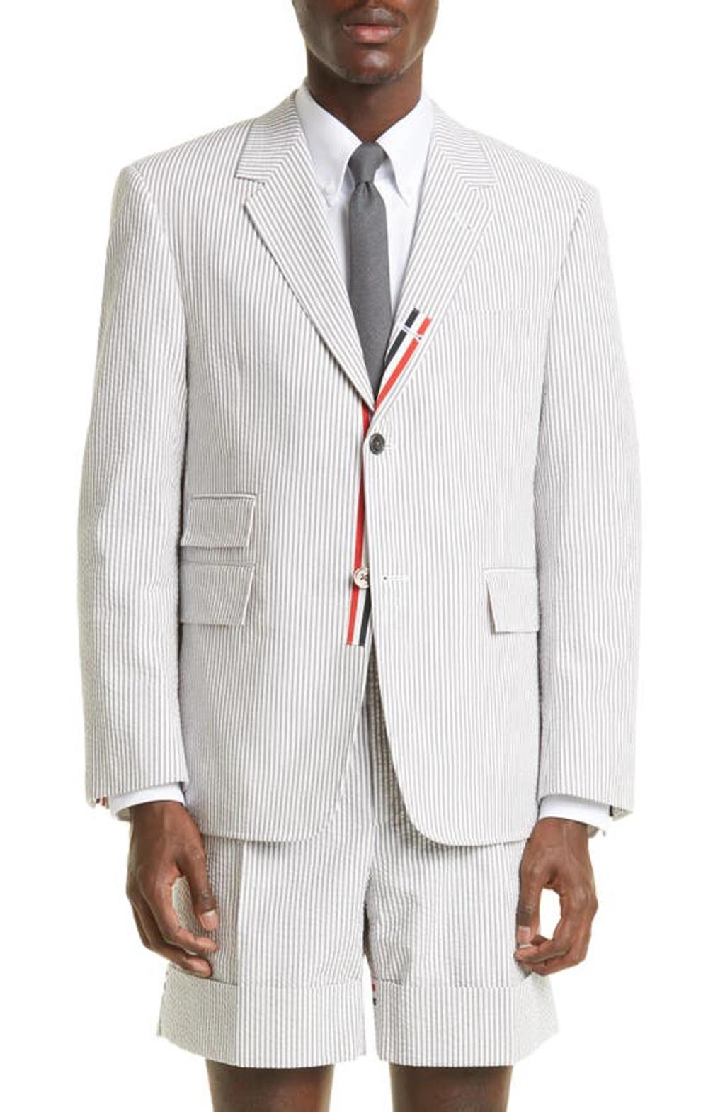 Cotton Seersucker Jacket In White Product Image