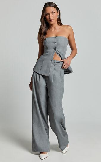 Hope Pants - Wide Leg Tailored Pants in Grey Product Image