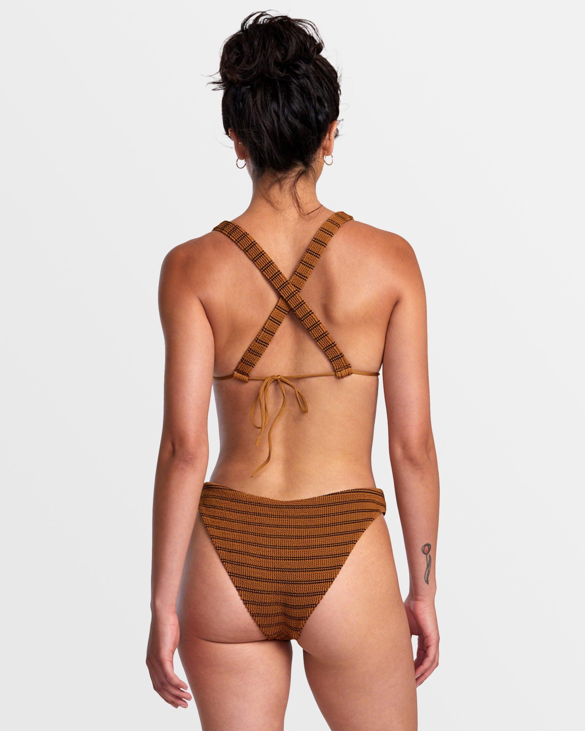 Grooves Stripe Medium Bikini Bottoms - Workwear Brown Product Image