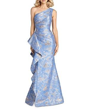 Teri Jon by Rickie Freeman Metallic Jacquard One-Shoulder Gown Product Image