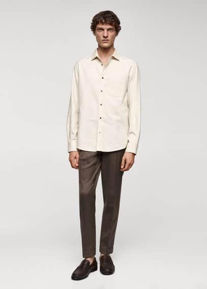 MANGO MAN - Brushed cotton twill shirt sandMen Product Image