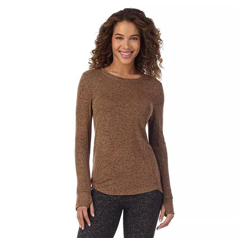 Womens Cuddl Duds Soft Knit Long Sleeve Crew Top Marled Soft Green Product Image