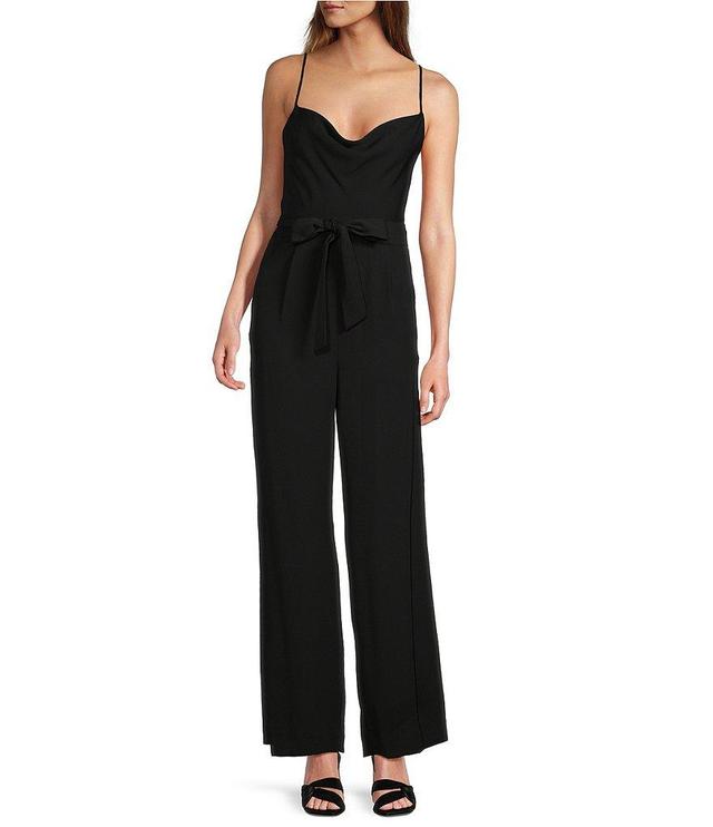 Antonio Melani Drape Neck Sleeveless Tie Waist Wide Leg Jane Jumpsuit with Pockets Product Image