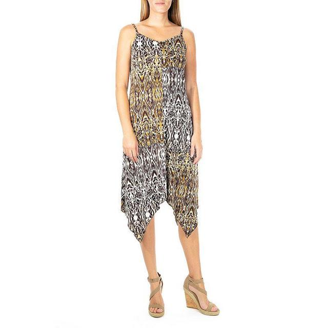 Womens Nina Leonard Print Shark-Bite Hem Midi Dress Brown Bean Team Product Image