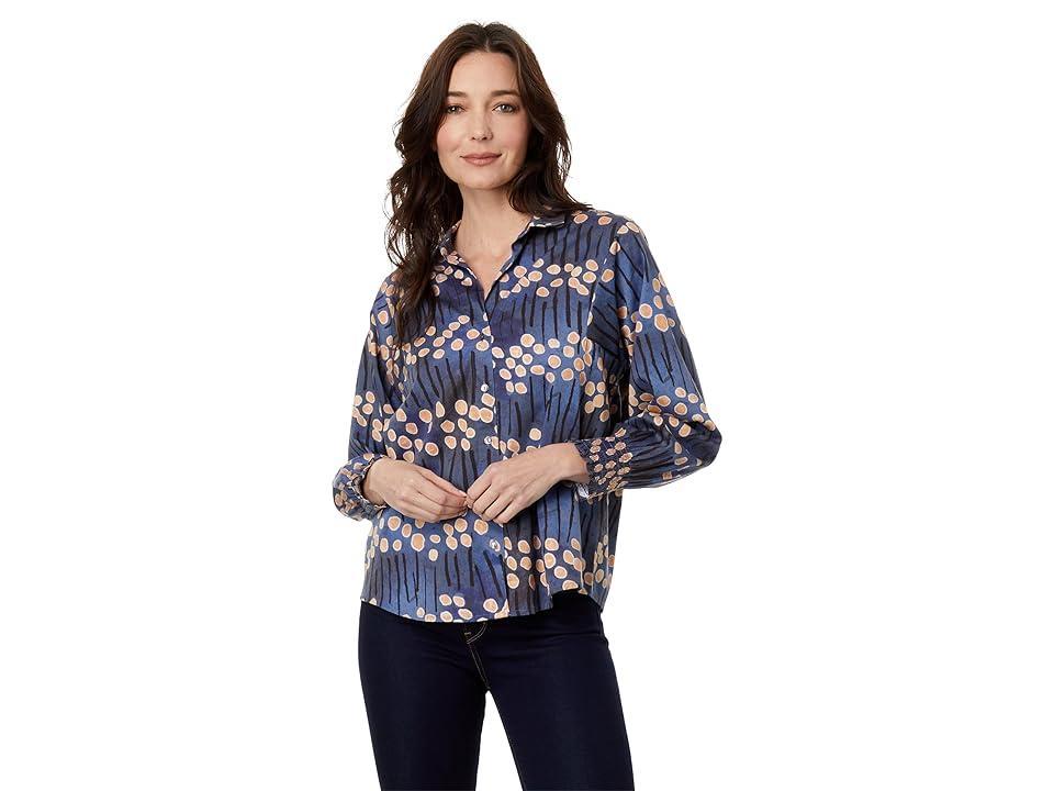 NIC+ZOE Smocked Cuff Stretch Cotton Button-Up Shirt Product Image