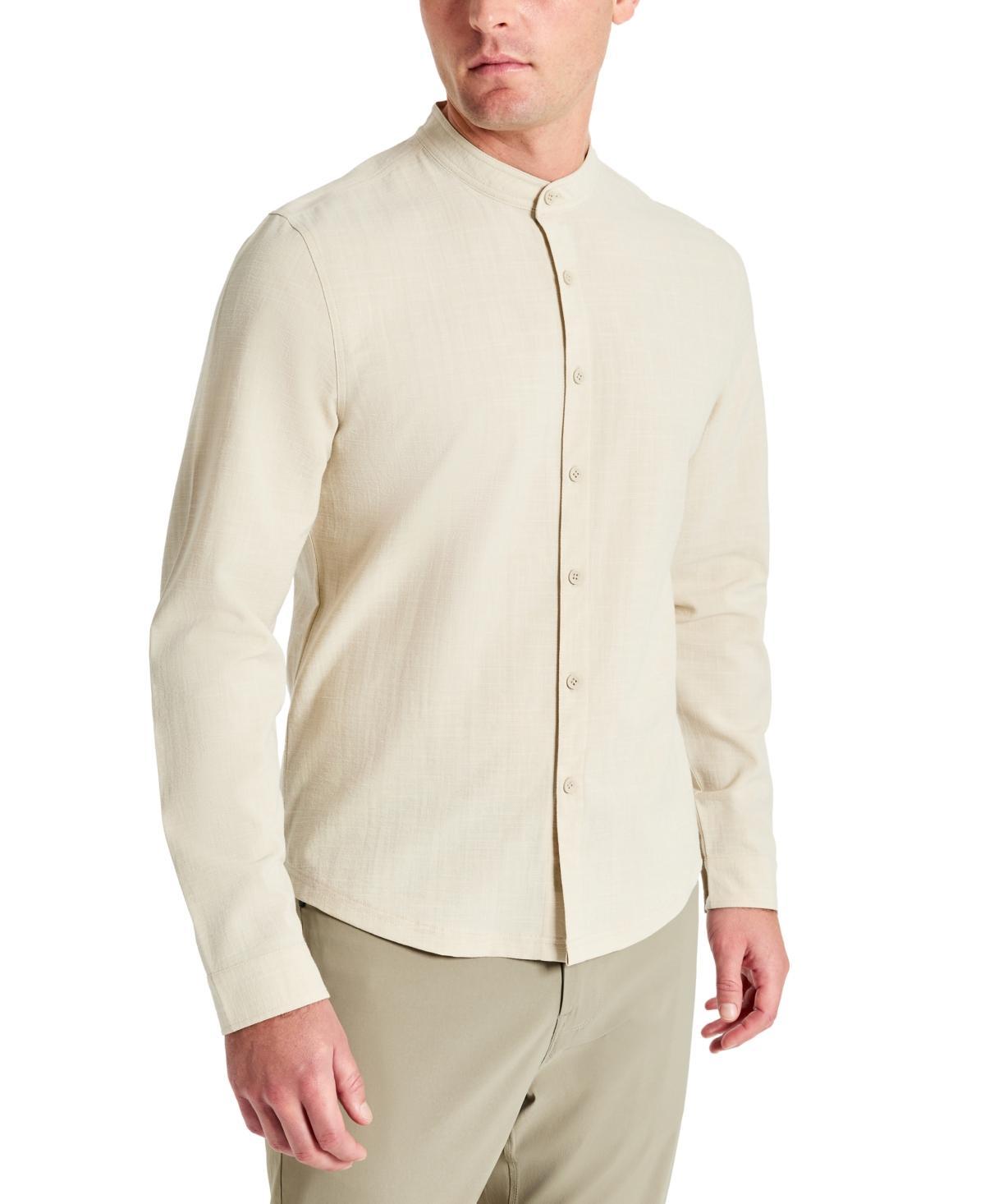 Kenneth Cole Mens Slim-Fit Performance Stretch Textured Band-Collar Button-Down Shirt Product Image