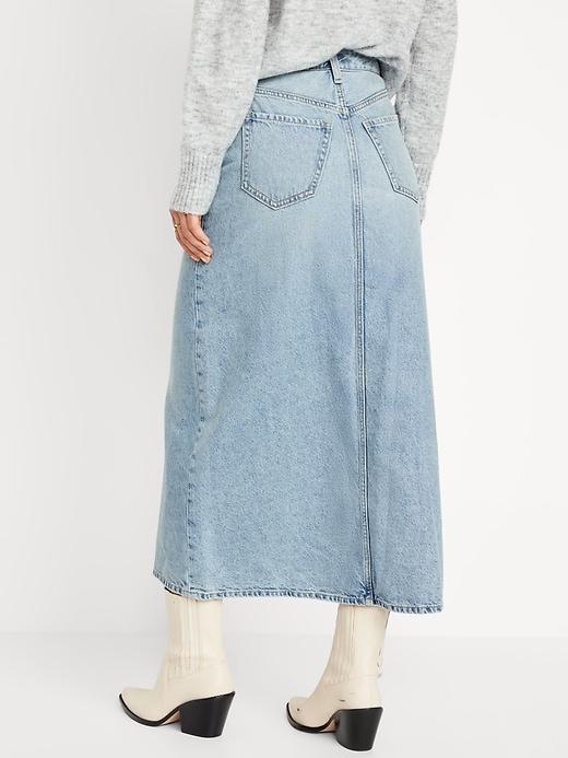 High-Waisted Jean Midi Skirt Product Image