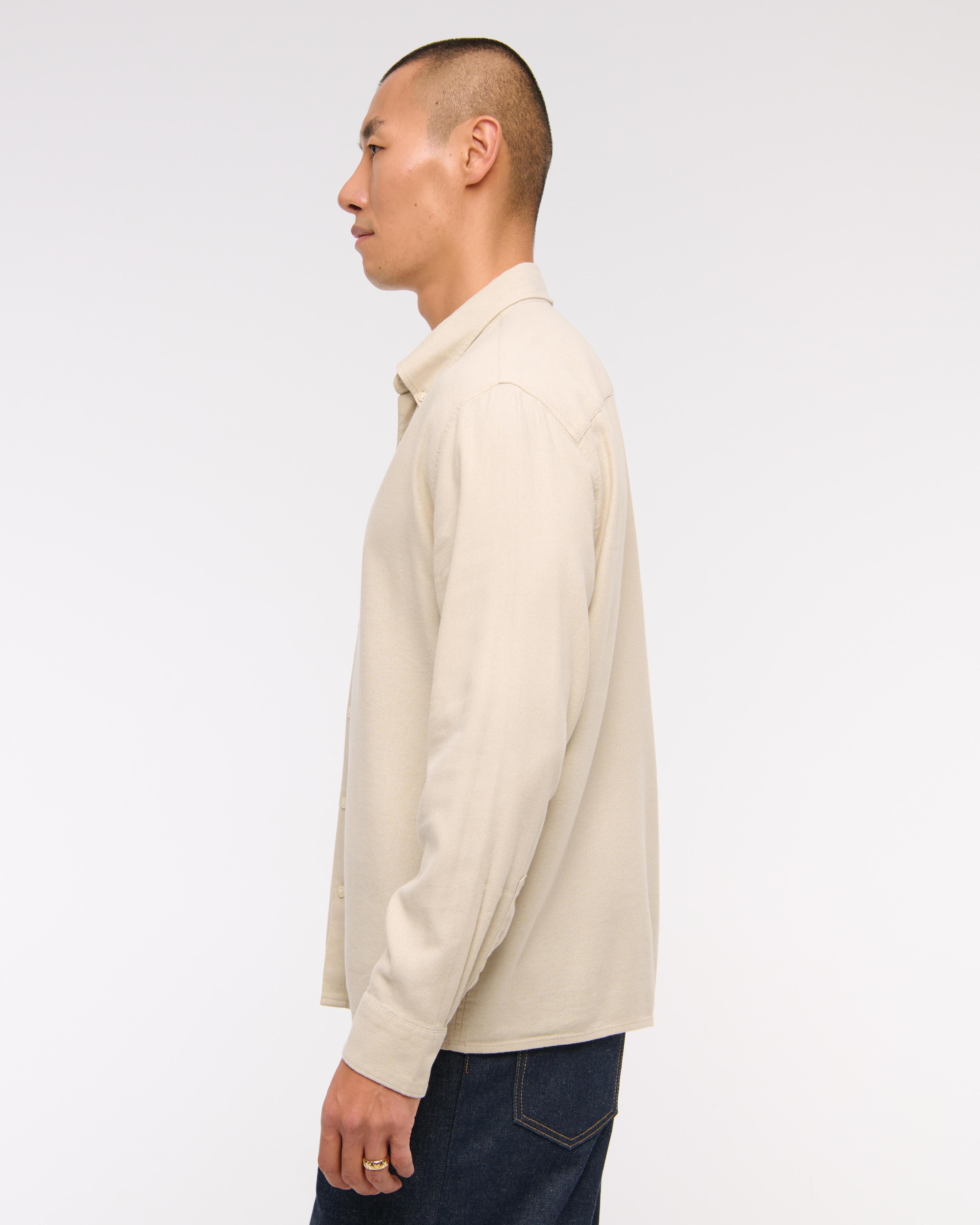 Long-Sleeve Crepe Button-Up Shirt Product Image