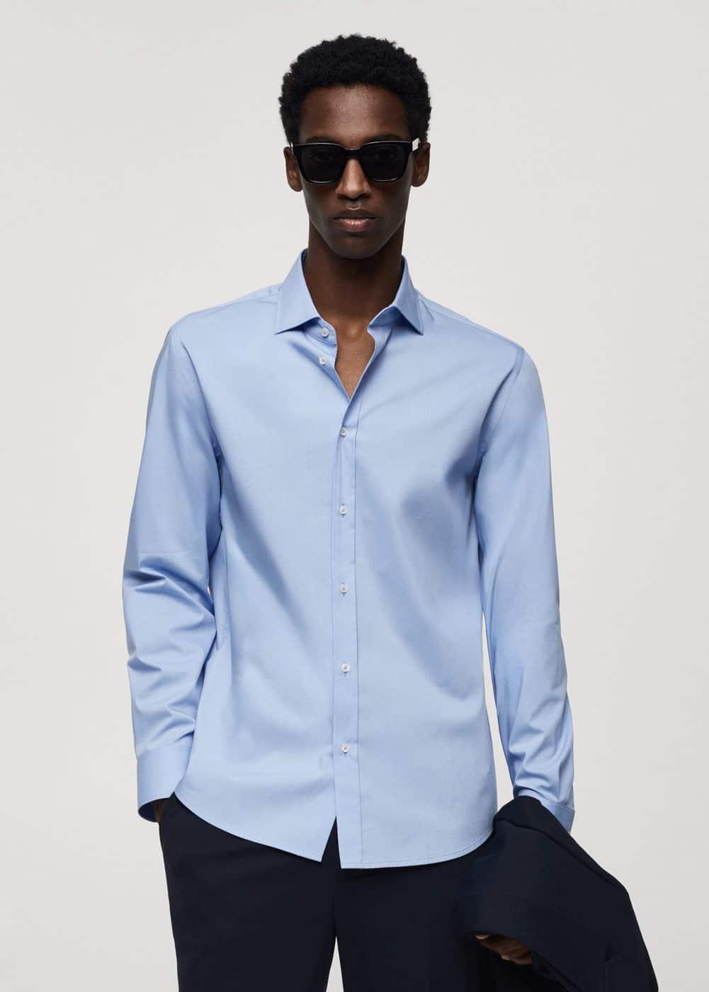 MANGO MAN - Coolmax® cotton shirt sky blueMen Product Image