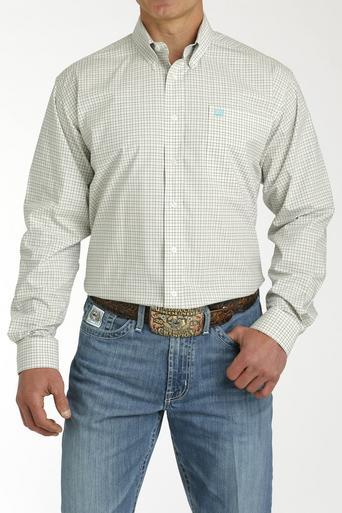 Cinch® Men's L/S Cream/Charcoal Plaid Button Shirt Product Image