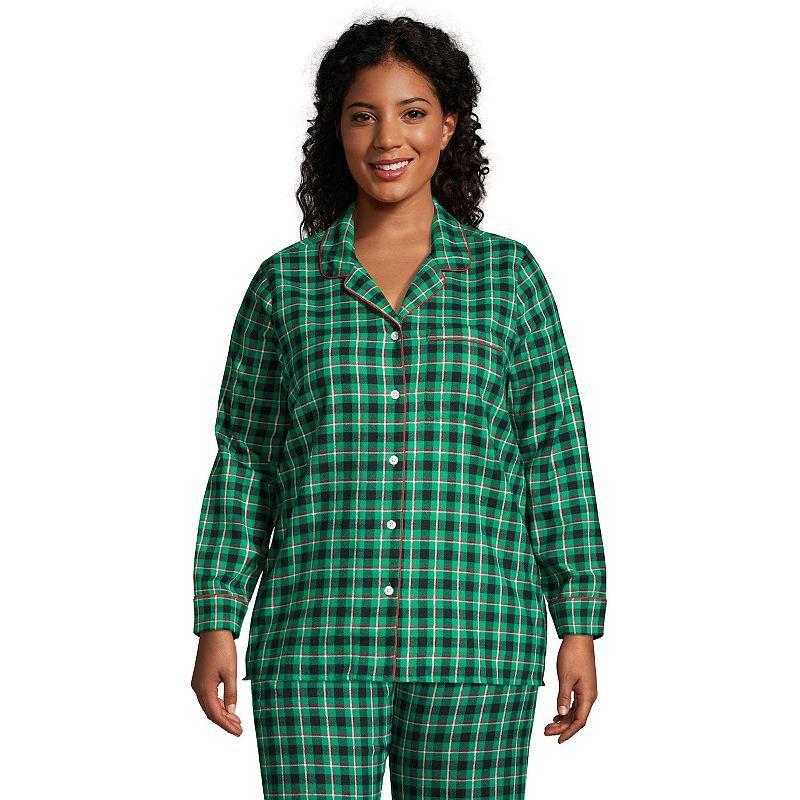 Plus Size Lands End Long Sleeve Flannel Pajama Top, Womens Product Image