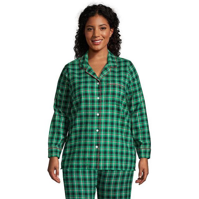 Plus Size Lands End Long Sleeve Flannel Pajama Top, Womens Product Image