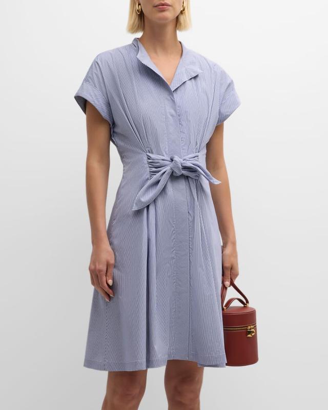 Rocky Striped Tie-Waist Cotton Shirtdress Product Image