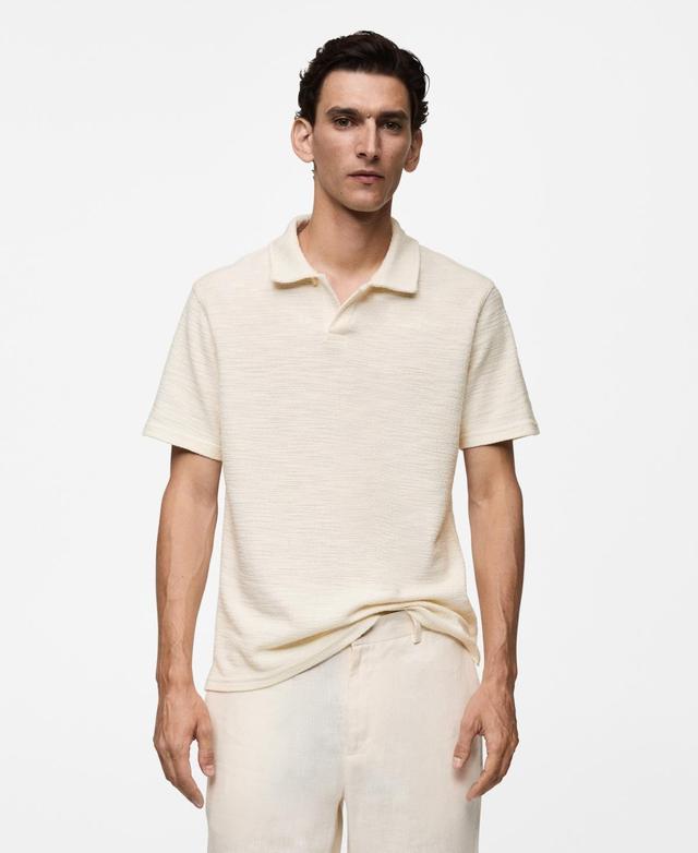 Mango Mens Textured Knit Polo Shirt Product Image