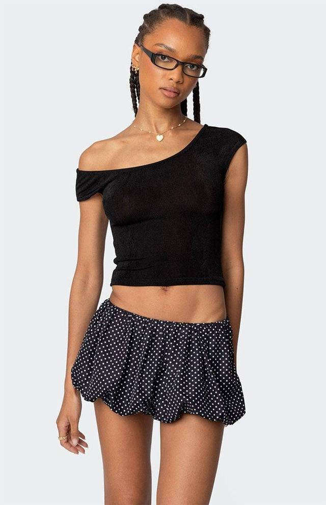 Edikted Women's Liz Polka Dot Bubble Shorts in Black/White - Product Image