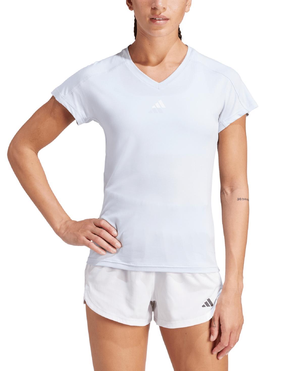 adidas Aeroready Train Essentials Minimal Branding V-Neck T-Shirt (Wonder Orchid) Women's Clothing Product Image