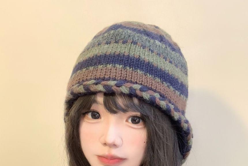 Striped Knit Trapper Hat Product Image