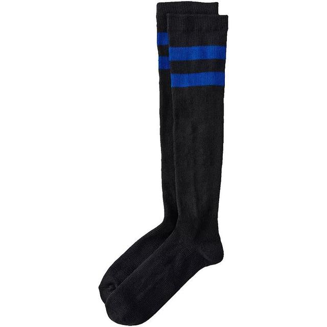 Mens Lands End Performance Over-the-Calf Socks Black Blue Product Image