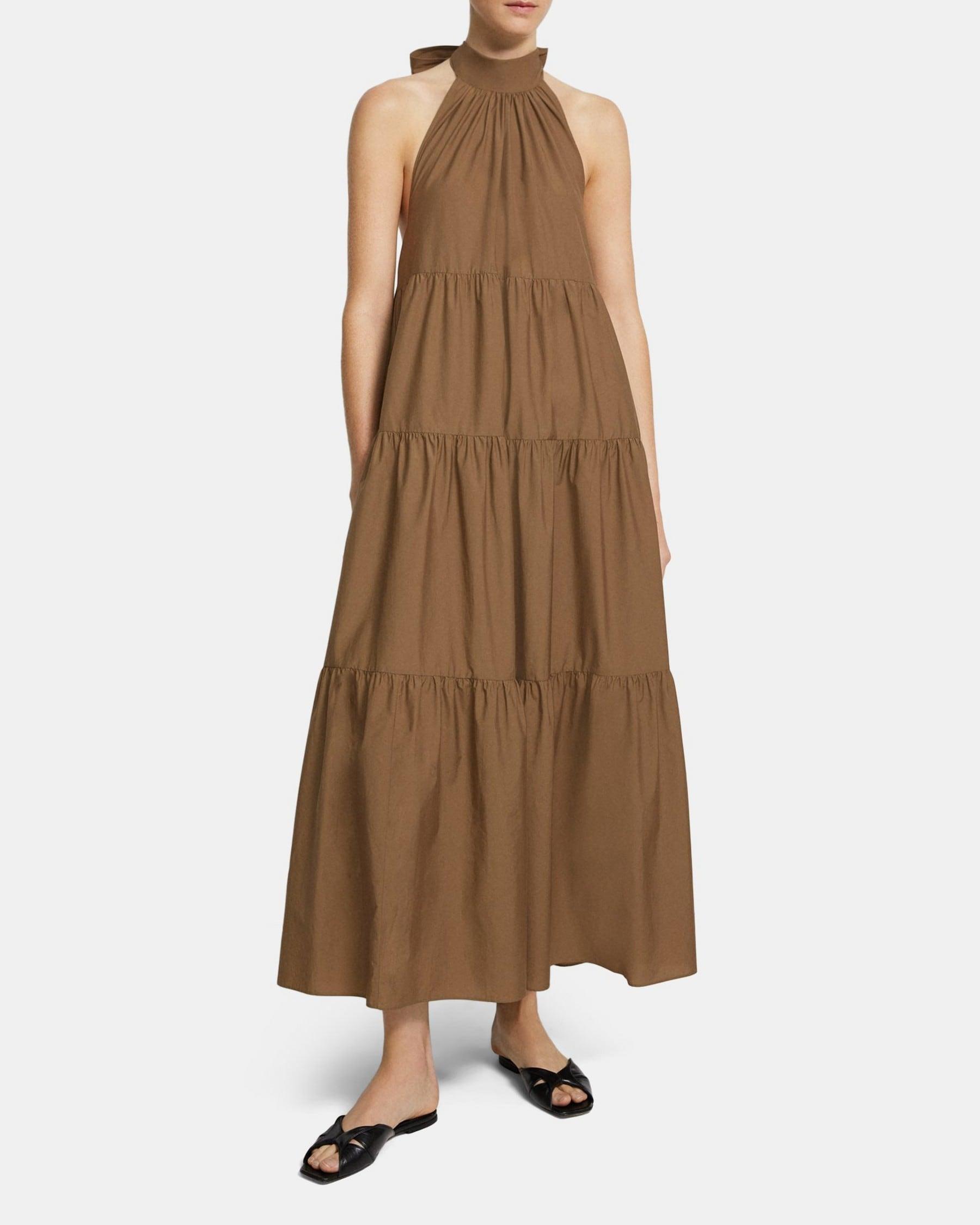 Tiered Halter Maxi Dress in Cotton Blend Product Image