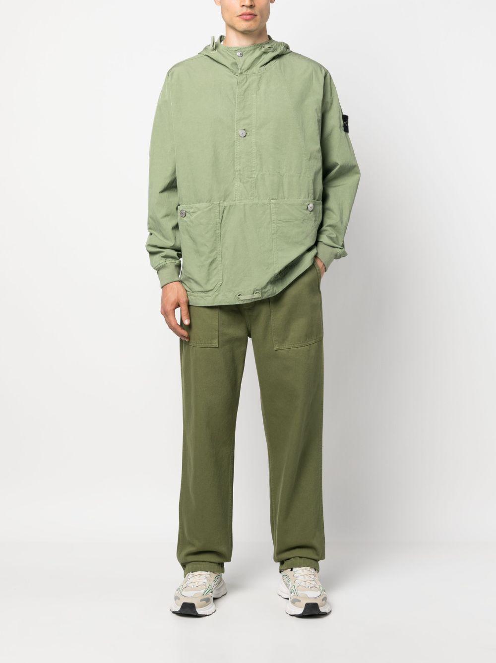 STONE ISLAND Compass-patch Twill Weave Hooded Jacket In Green Product Image