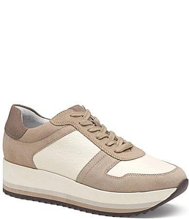 Johnston  Murphy Womens Gracie Leather Platform Sneakers Product Image