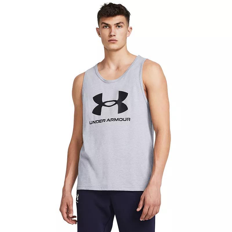 Mens Under Armour Sportstyle Logo Tank Top Steel Light Grey Product Image