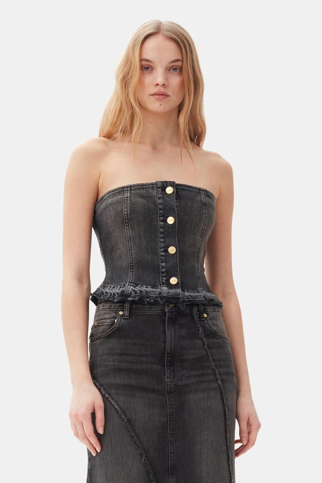 Washed Black Denim Top Product Image