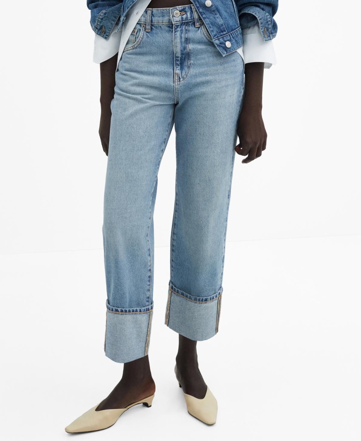 MANGO - Turned-up straight jeans medium blueWomen product image