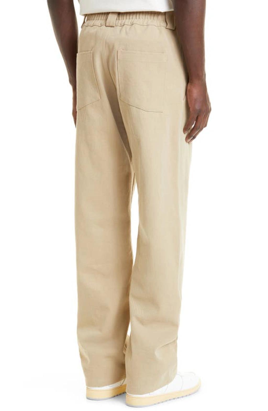 Sala Drawstring Waist Cotton Straight Leg Pants In Khaki Product Image