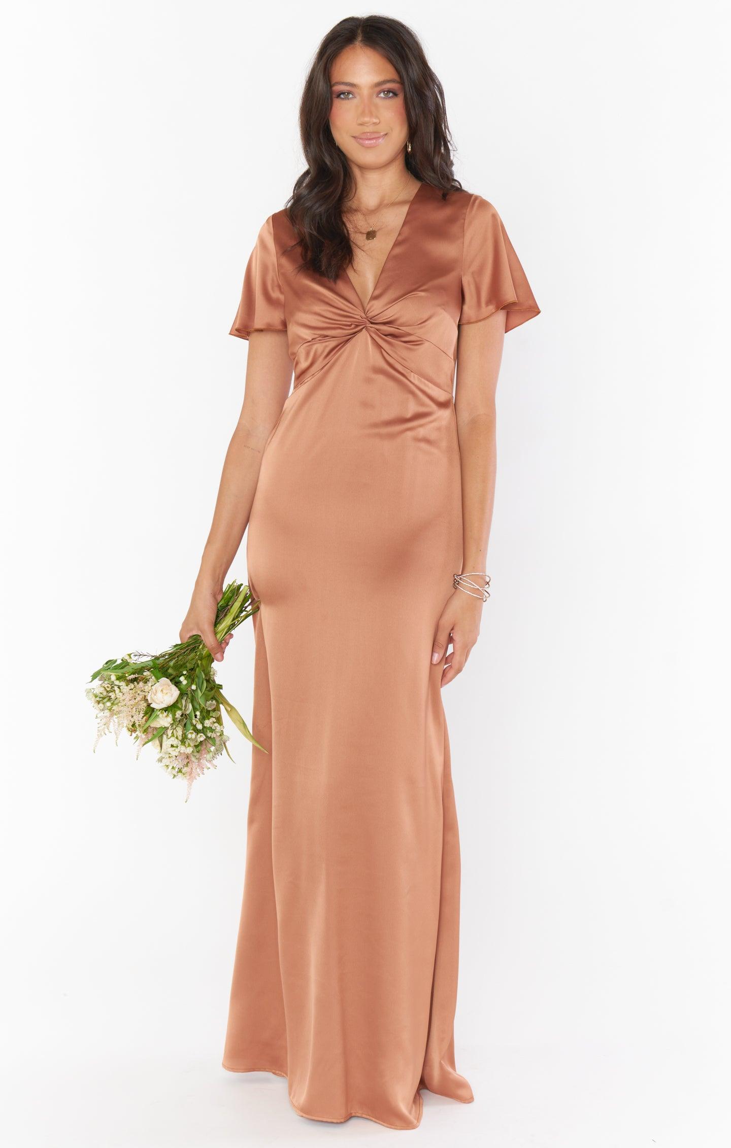 Rome Twist Gown ~ Copper Luxe Satin Product Image