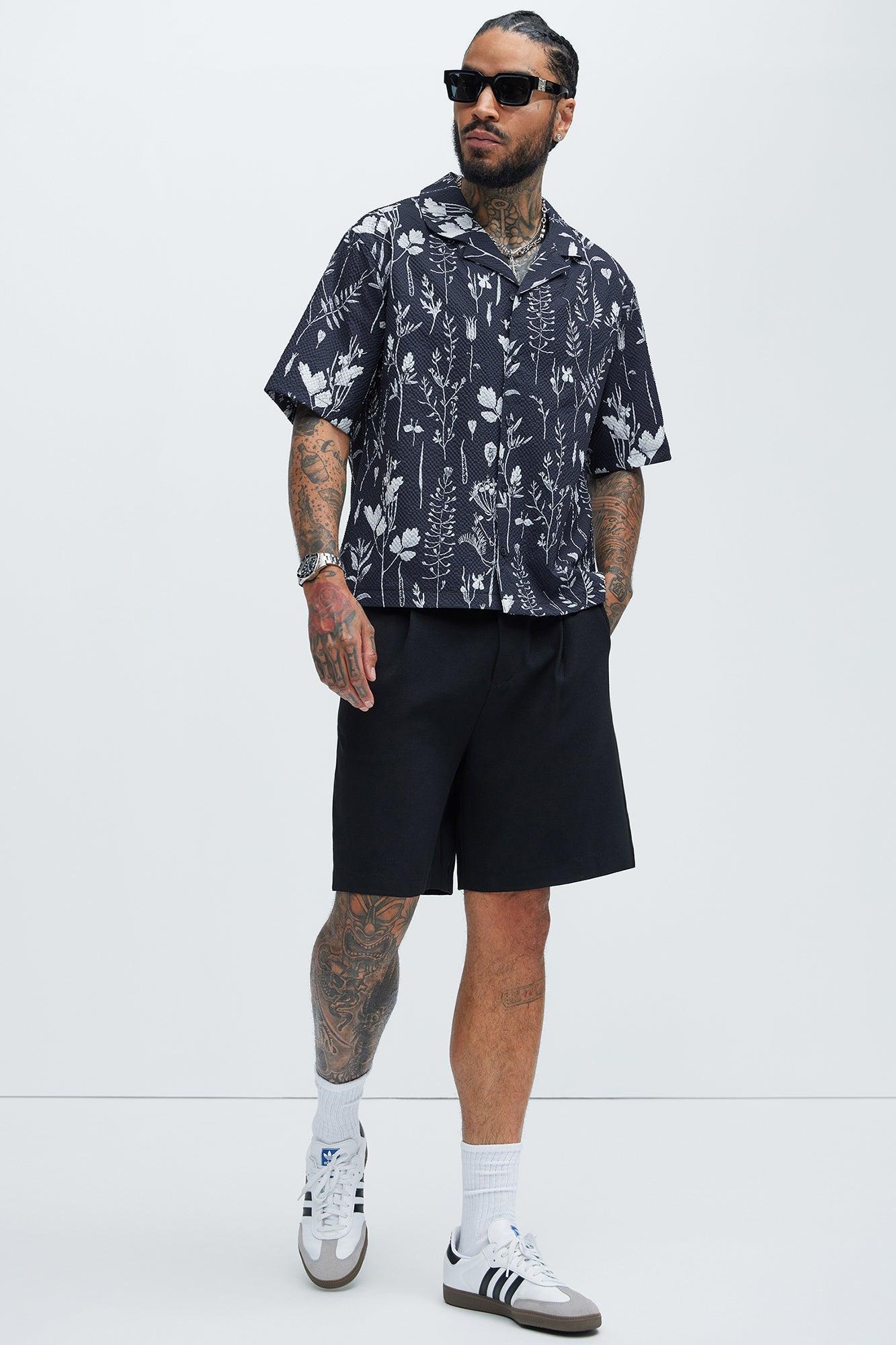 Keany Textured Shirt - Black/White Product Image