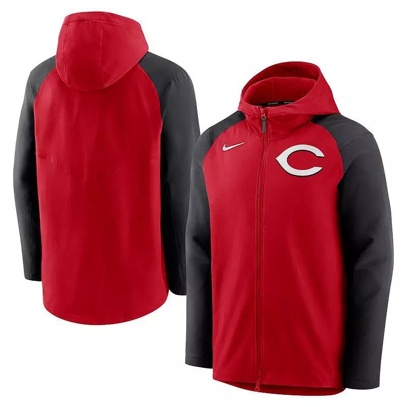 Mens Nike Red/Black Cincinnati Reds Authentic Collection Performance Raglan Full-Zip Hoodie Product Image