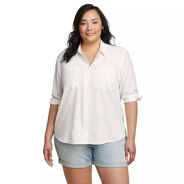 Plus Size Eddie Bauer Departure 3.0 Long Sleeve Collared Button Down Shirt, Womens Product Image