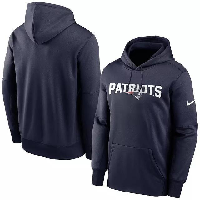 Mens Nike New England Patriots Fan Gear Wordmark Performance Pullover Hoodie Blue Product Image