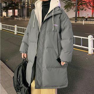 Mock Two-Piece Hooded Panel Midi Padded Coat Product Image