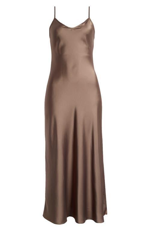 Bryony Satin Midi Slipdress In Tarmac Green Product Image