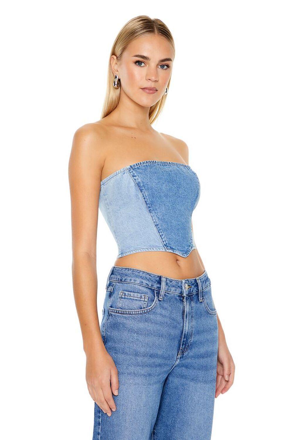 Cropped Denim Tube Top | Forever 21 Product Image